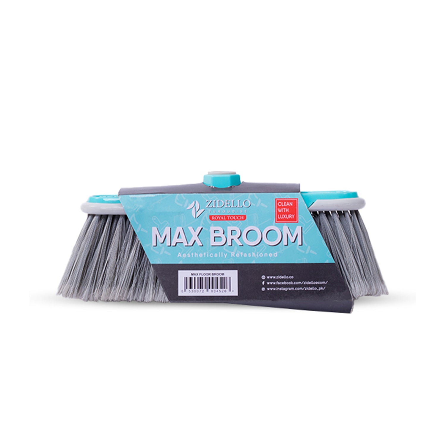 Zidello premium broom with durable bristles and long metal rod for superior, gentle cleaning; affordable and long-lasting