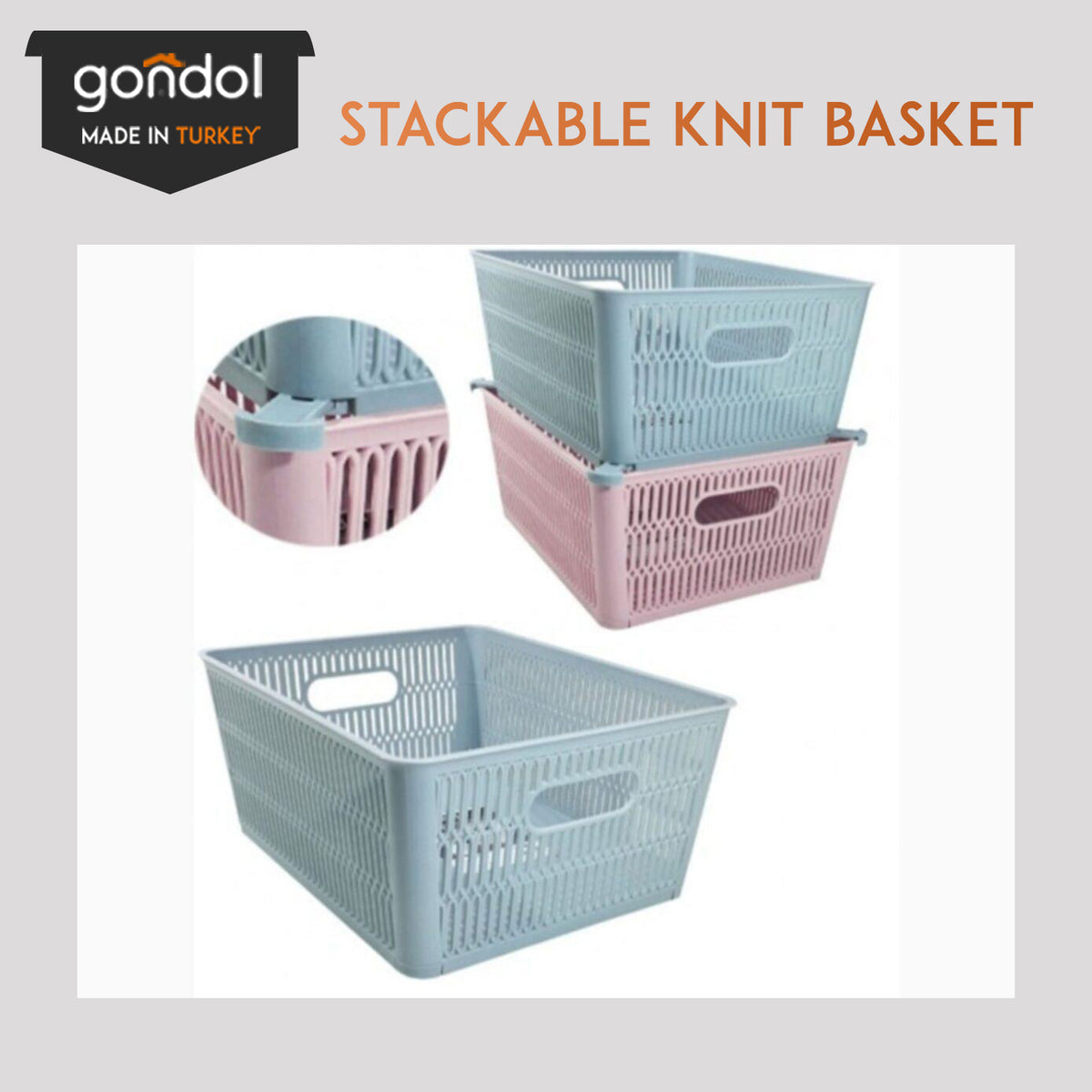 Kangaroo Stackable Rectangle Knit Basket [1 Piece]
