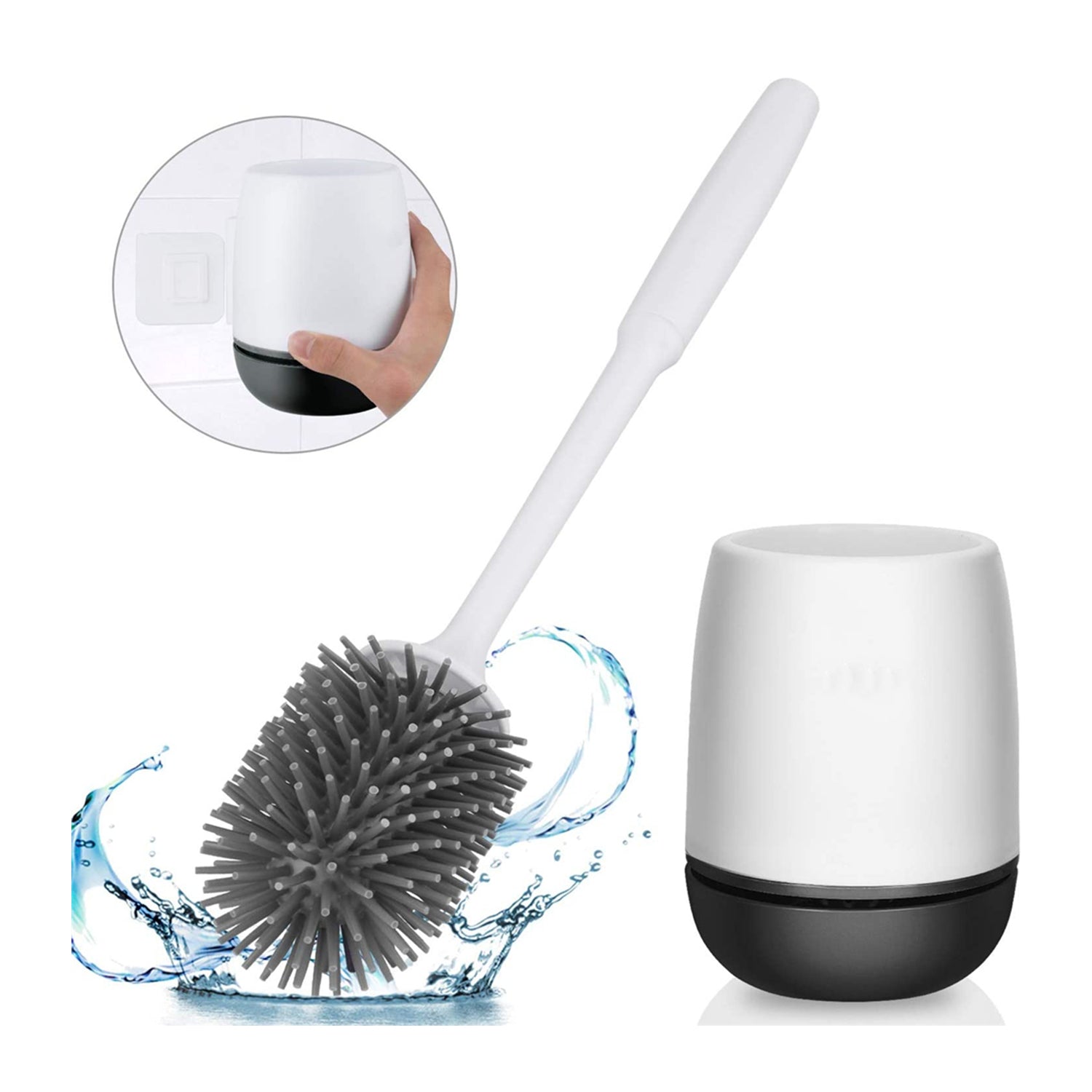 Zidello Toilet bowl brush, cleaning bathroom effectively, soft and durable. Aesthetic color for bathroom, silicon toilet brush