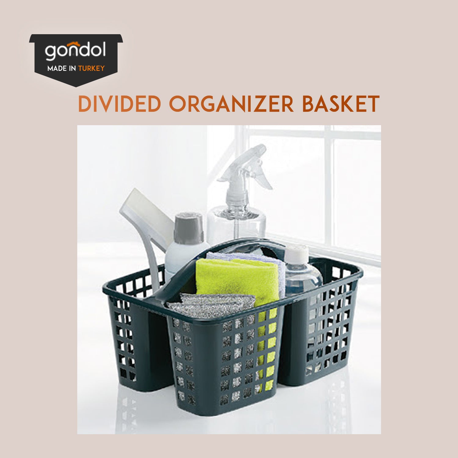 Divided Organizer Basket (with easy to hold handle}