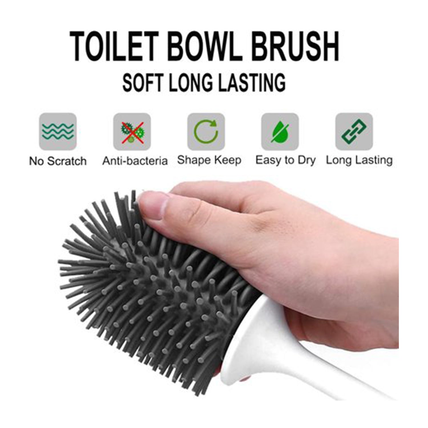 Zidello Toilet bowl brush, cleaning bathroom effectively, soft and durable. Aesthetic color for bathroom, silicon toilet brush