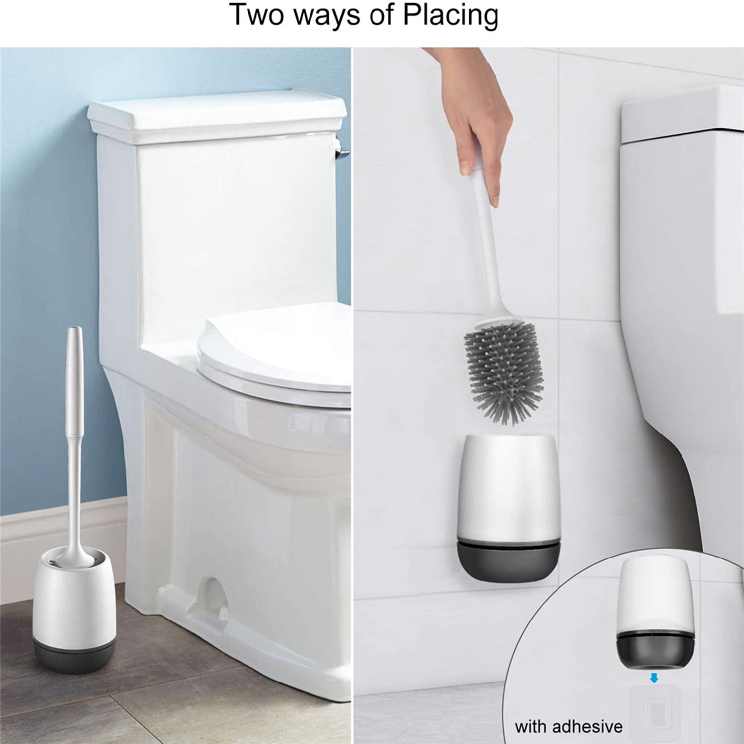 Zidello Toilet bowl brush, cleaning bathroom effectively, soft and durable. Aesthetic color for bathroom, silicon toilet brush