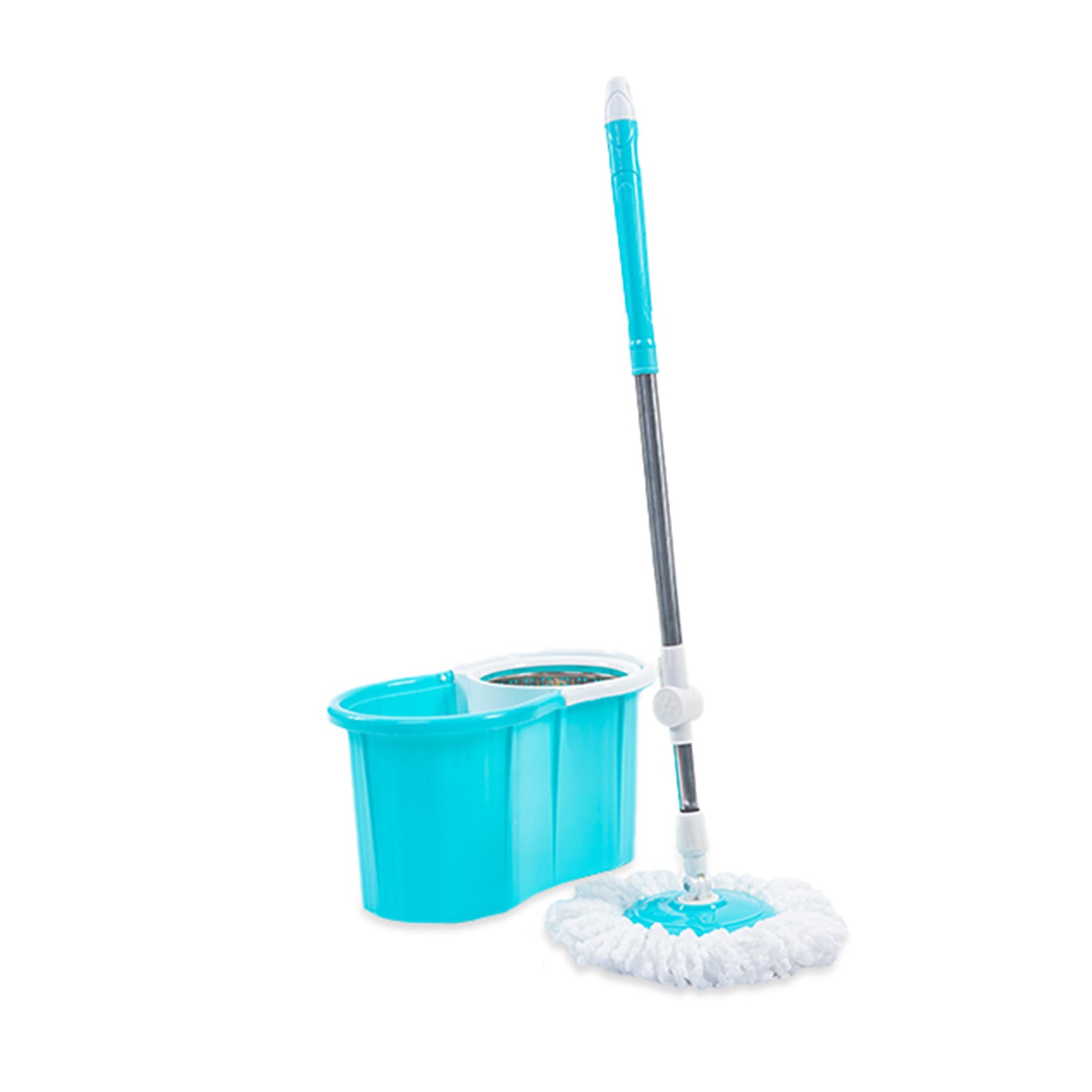 Zidello Spin Mop Steel Bucket, Efficient 360° spin mop with microfiber, detachable head, adjustable handle, and portable steel bucket for easy storage