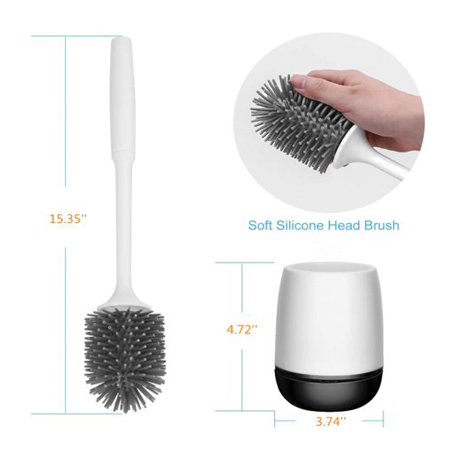 Zidello Toilet bowl brush, cleaning bathroom effectively, soft and durable. Aesthetic color for bathroom, silicon toilet brush