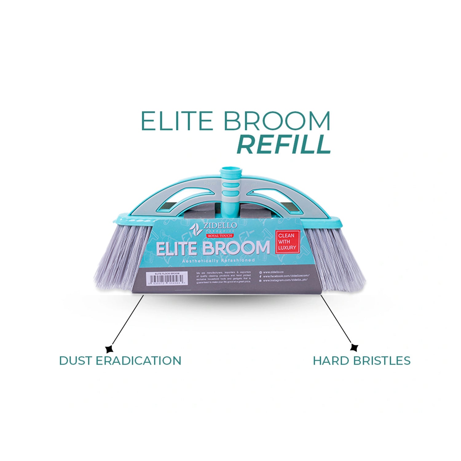 Zidello Elite broom refill with durable, soft bristles for superior indoor cleaning, affordable and built to last