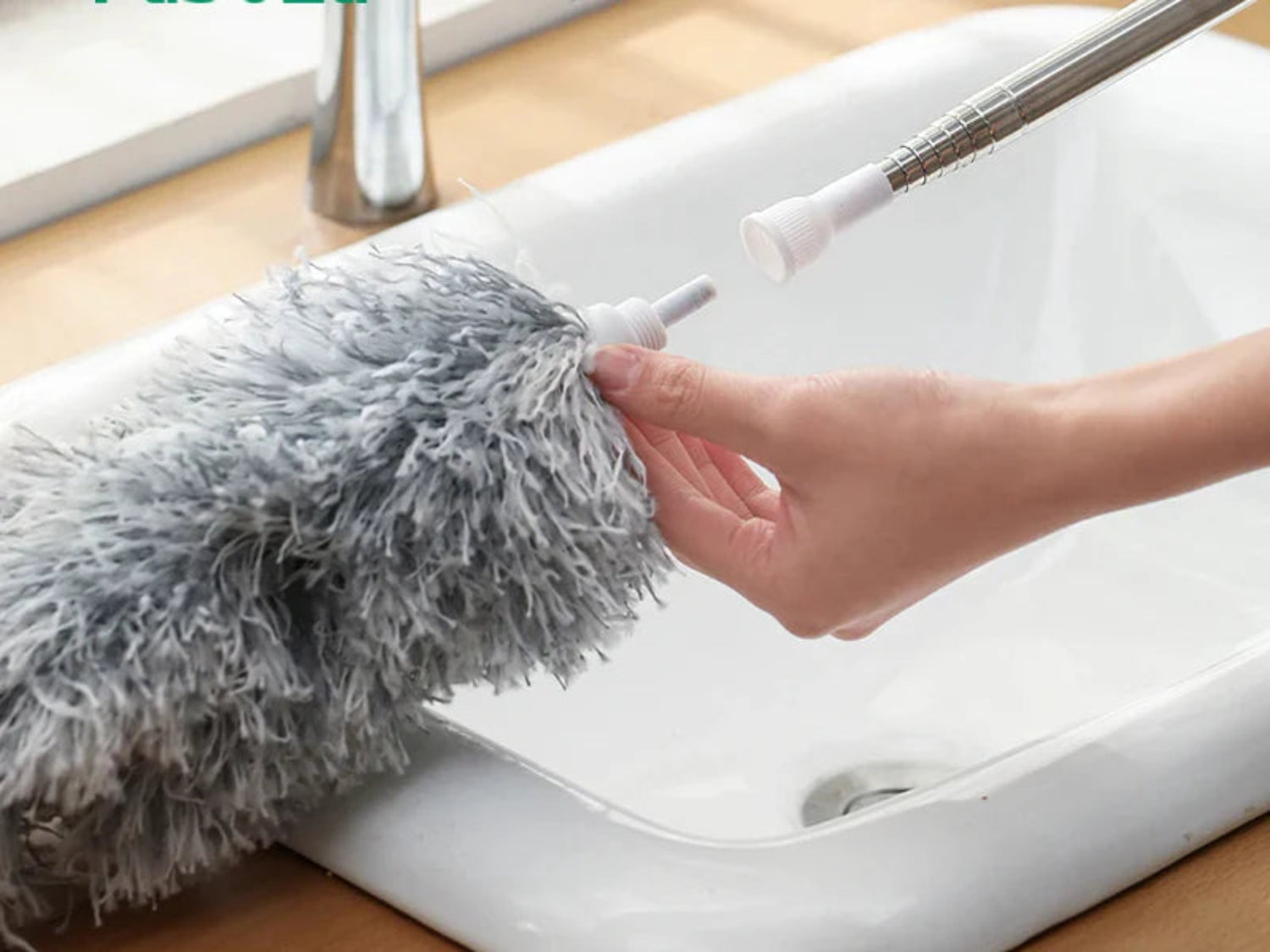 2.8m Microfiber Duster with Telescopic Stainless Steel Pipe –  Perfect for Ceiling, Fans, and Furniture Cleaning
