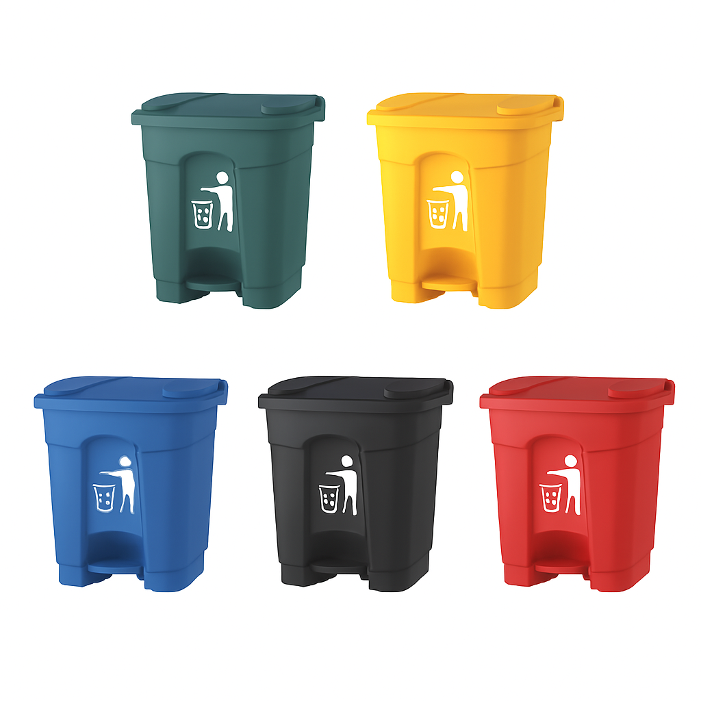 Zidello 30L Plastic Pedal Bin (42cm x 40cm x 40cm) – Durable Foot-Operated Dustbin for Home, Kitchen & Office