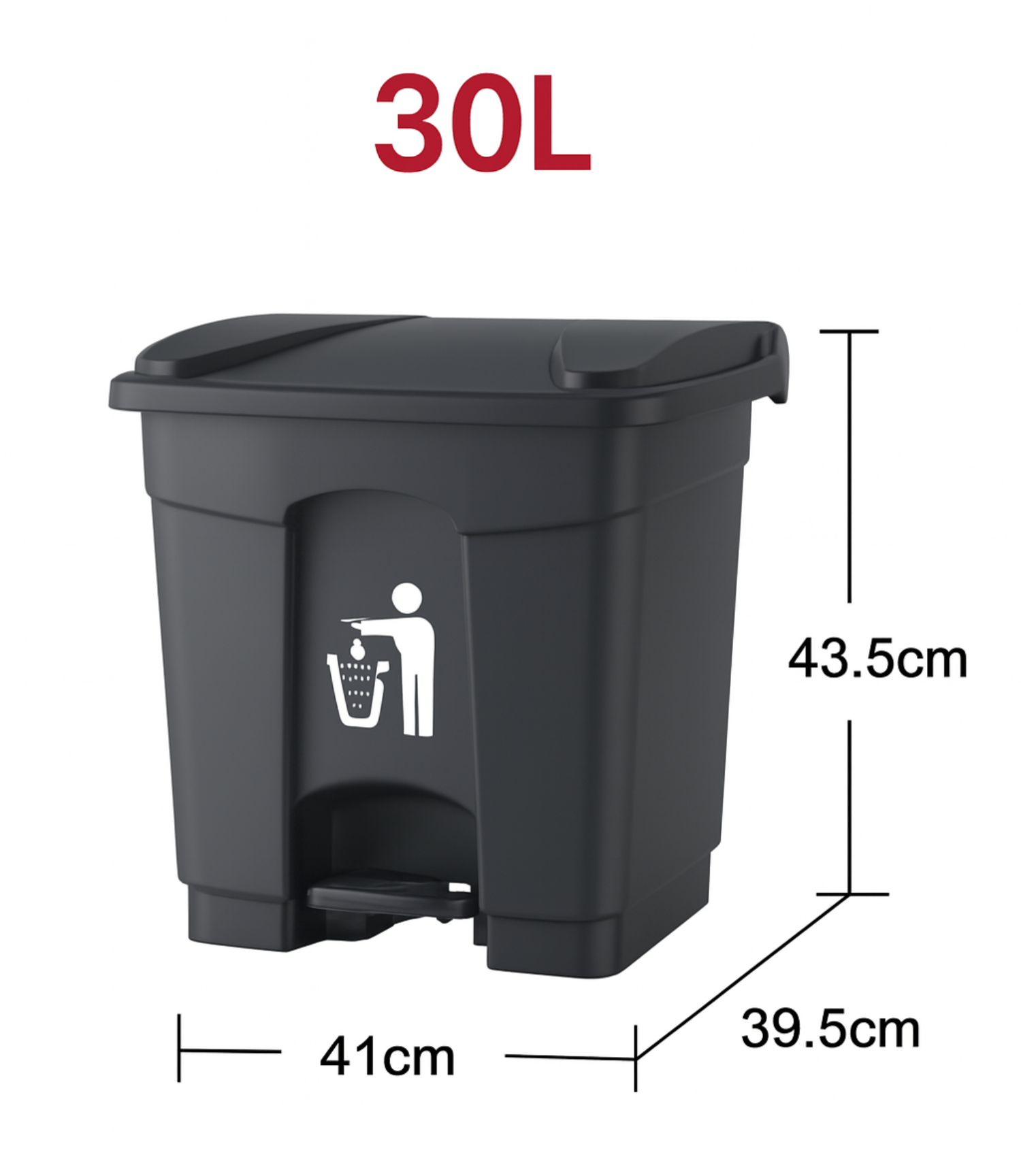 Zidello 30L Plastic Pedal Bin (42cm x 40cm x 40cm) – Durable Foot-Operated Dustbin for Home, Kitchen & Office