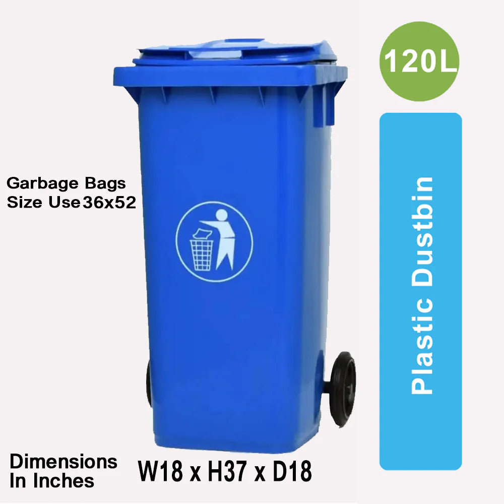 Zidello 120L Plastic Pedal Bin (91.5 cm × 78 cm × 53 cm) – Heavy-Duty Foot-Operated Dustbin for Commercial & Industrial Use
