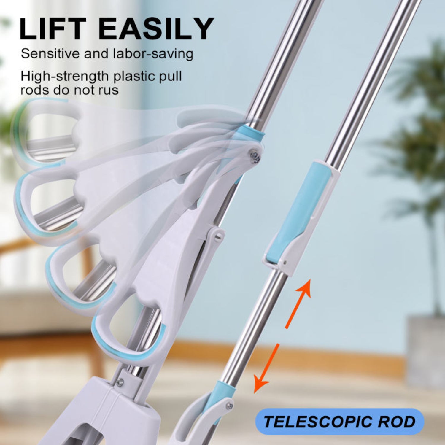 Zidello Double Squeeze Floor Sponge Mop – Hands-Free Cleaning Mop with Super Absorbent PVA Sponge for Home, Kitchen, and Office Floors