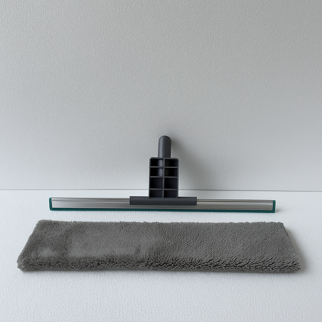 ZIDELLO Rotatable glass wiper with bendable head, double-sided squeegee for window, bathroom, and floor cleaning