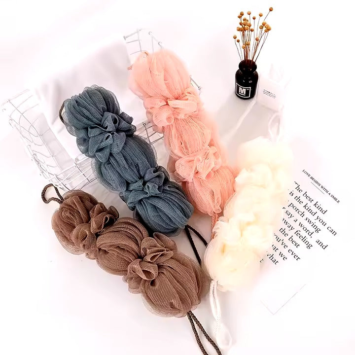 Premium Exfoliating Loofah Sponge – Long Handle Shower Pouf for Body & Back Scrubbing