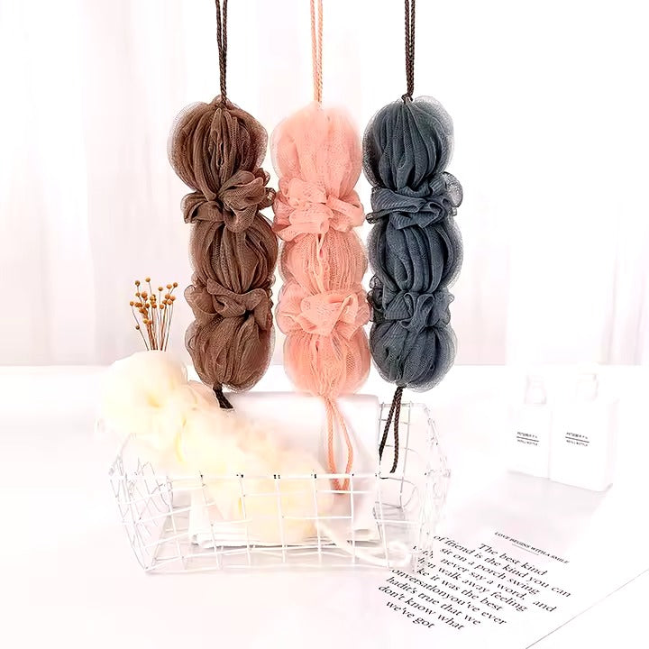 Premium Exfoliating Loofah Sponge – Long Handle Shower Pouf for Body & Back Scrubbing