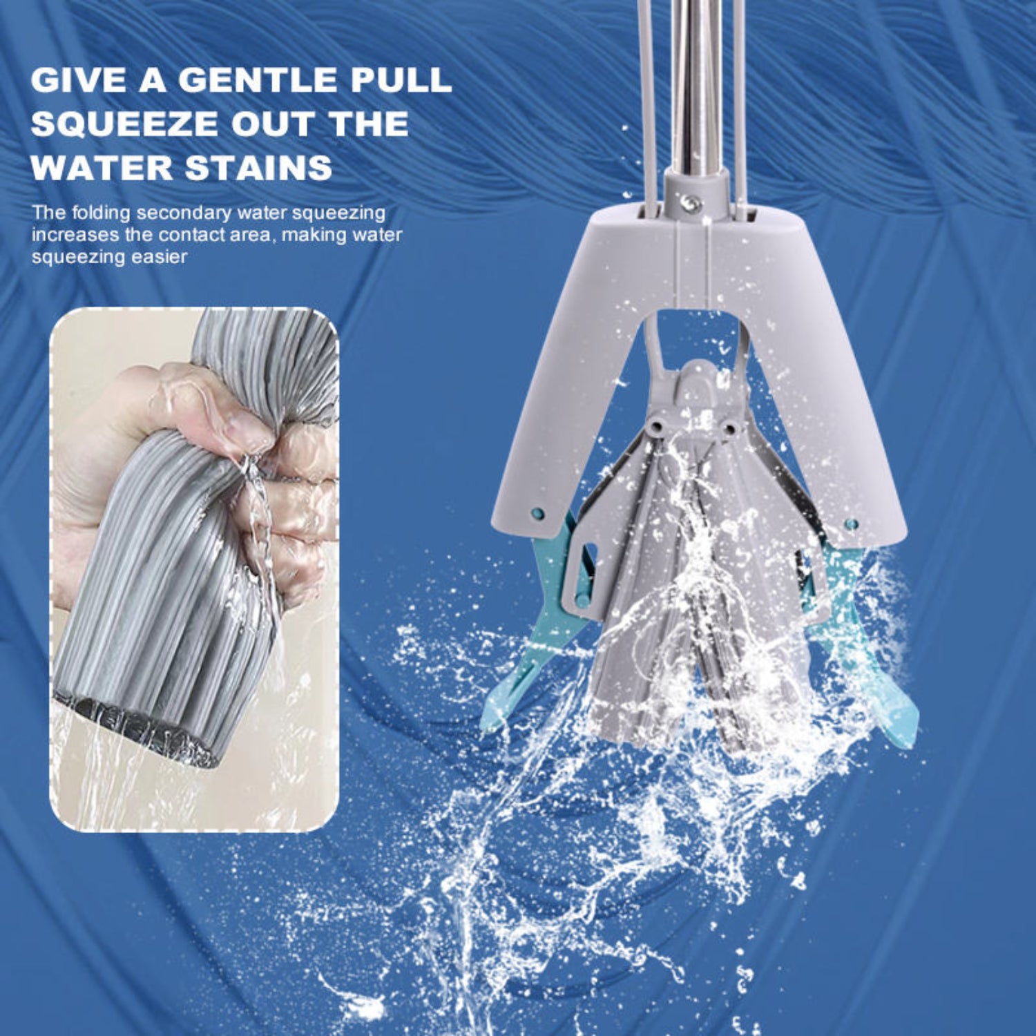 Zidello Double Squeeze Floor Sponge Mop – Hands-Free Cleaning Mop with Super Absorbent PVA Sponge for Home, Kitchen, and Office Floors