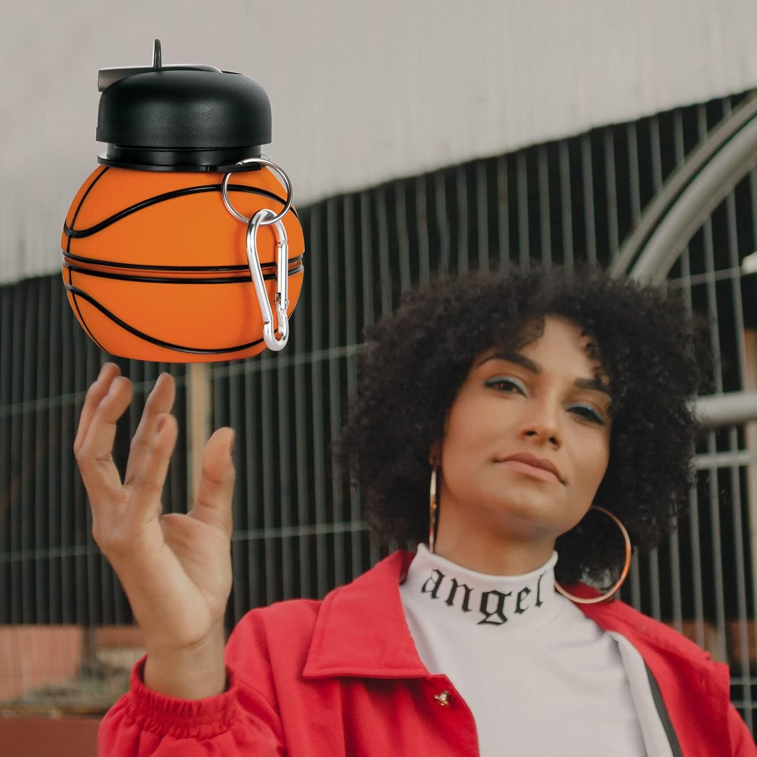 Collapsible Kid's Water Bottle with Basketball Design – Leak-Proof, BPA-Free, Food Grade Silicone