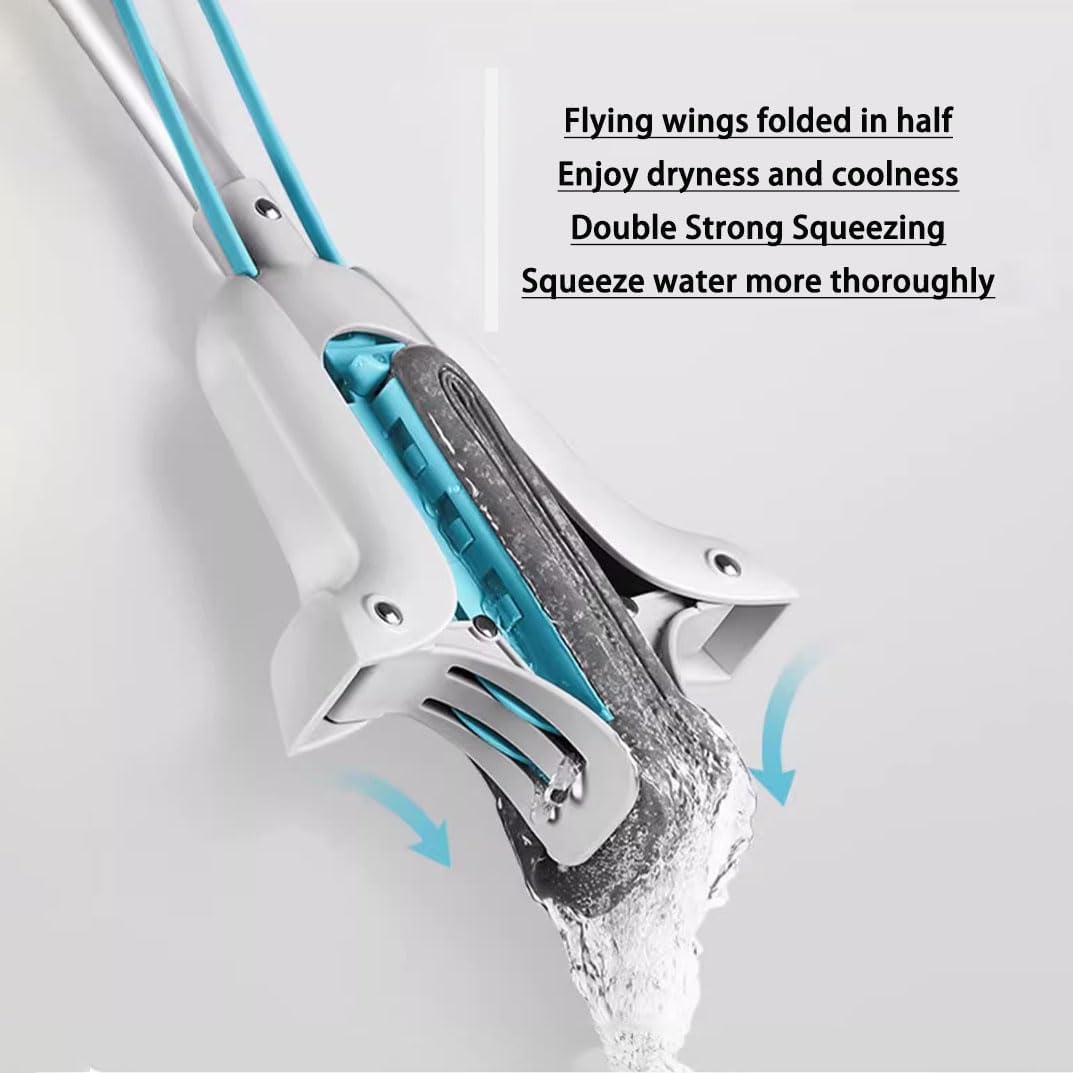 Zidello Double Squeeze Floor Sponge Mop – Hands-Free Cleaning Mop with Super Absorbent PVA Sponge for Home, Kitchen, and Office Floors