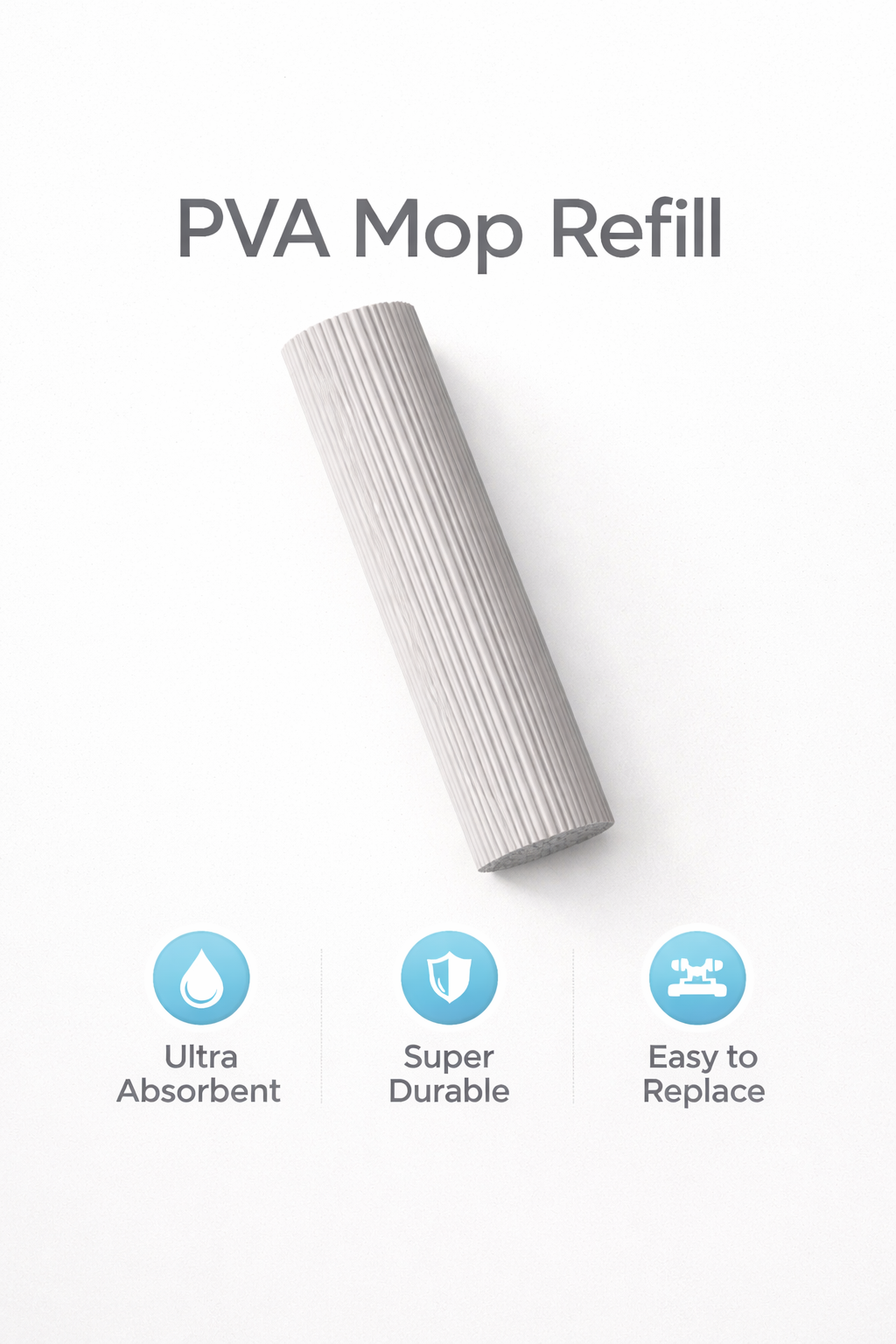 Zidello PVA Sponge Mop Refill – Heavy-Duty Absorbent Refill for Wet Floor Cleaning