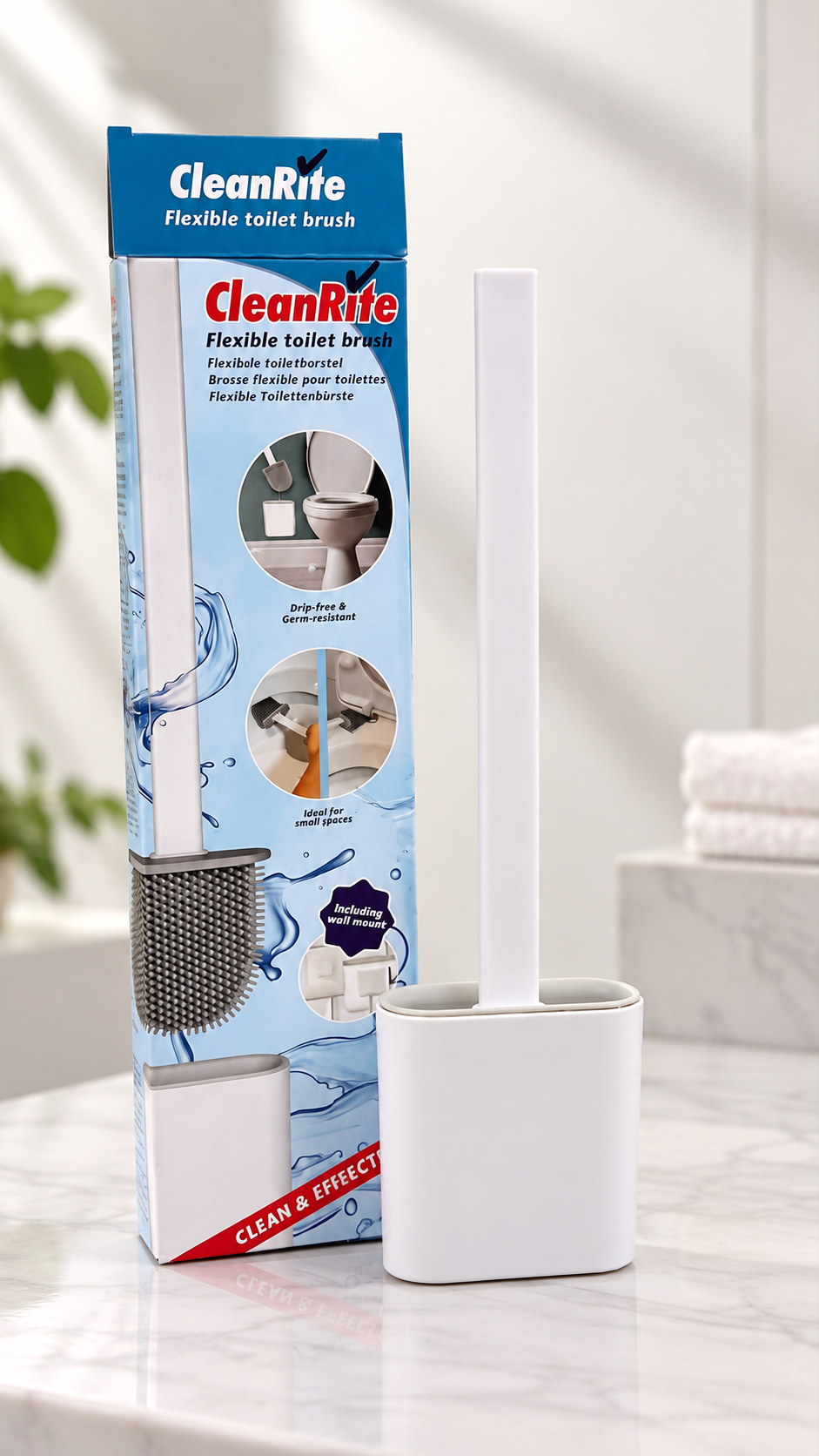 Zidello Silicone Flexible Toilet Brush with Holder