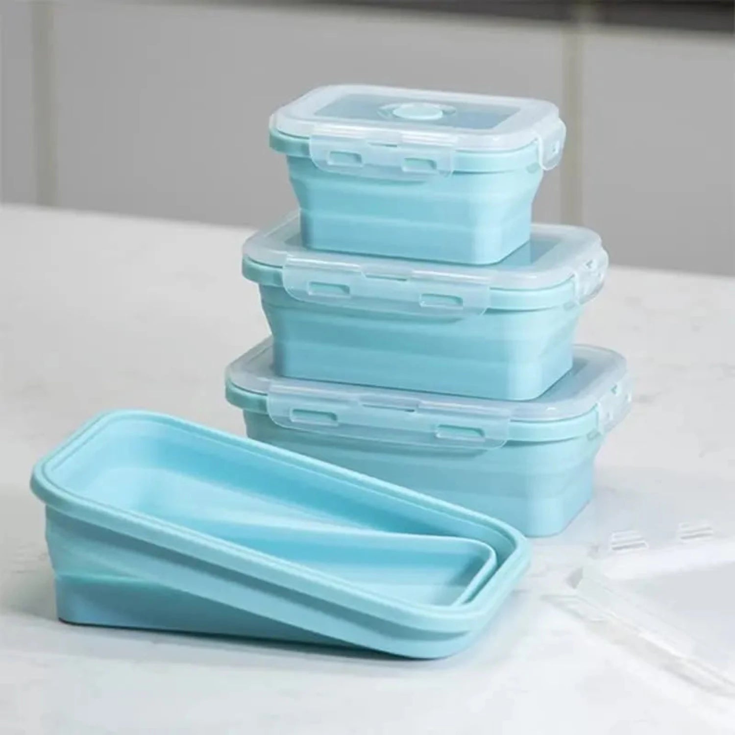 Zidello collapsible silicone food storage containers with lids, BPA-free, stackable, microwave, freezer, and dishwasher safe for toddler meals