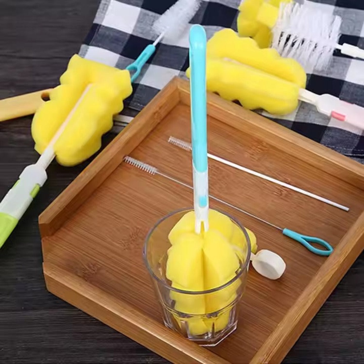 Baby Bottle and Teat Brush Set with Changeable Endings – Bottle, Sponge, Straw, and Pacifier