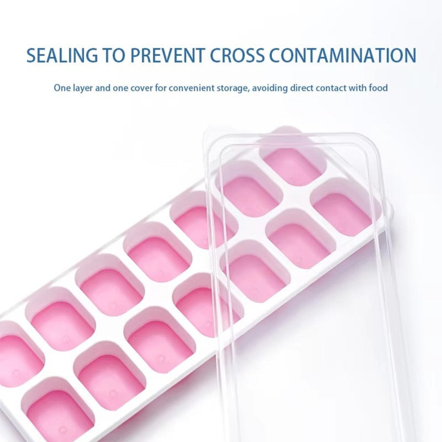 Zidello Silicone Ice Cube Trays with Lid (14 Large Cubes)