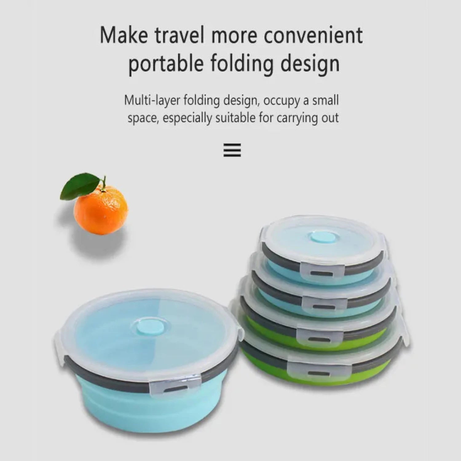 Collapsible Silicone Food Silicone Storage Containers with Lids – Stackable, BPA-Free, Microwave, Freezer Safe