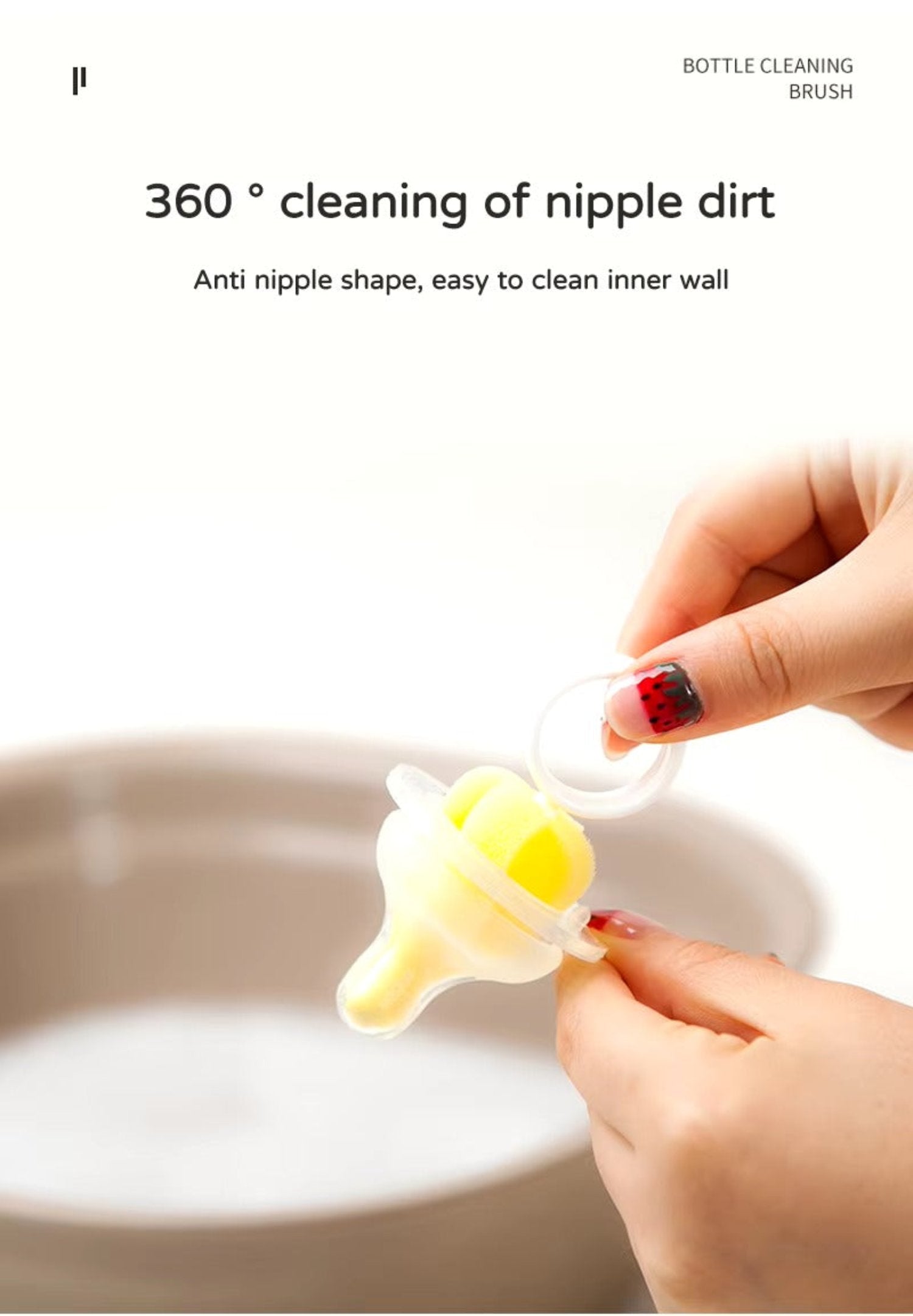 Baby Bottle and Teat Brush Set with Changeable Endings – Bottle, Sponge, Straw, and Pacifier