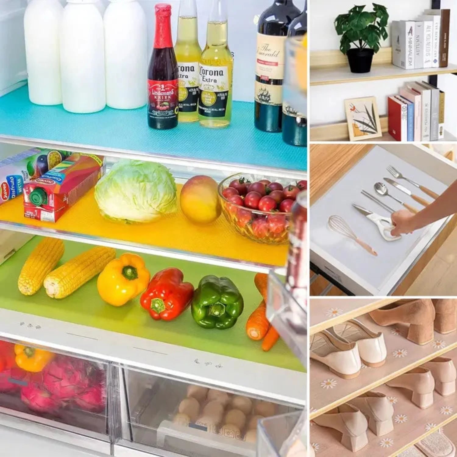 Anti-Slip Drawer and Fridge Mat - PVC Sheet Roll (45cm x 150cm) for Cabinets, Shelves, and Refrigerators