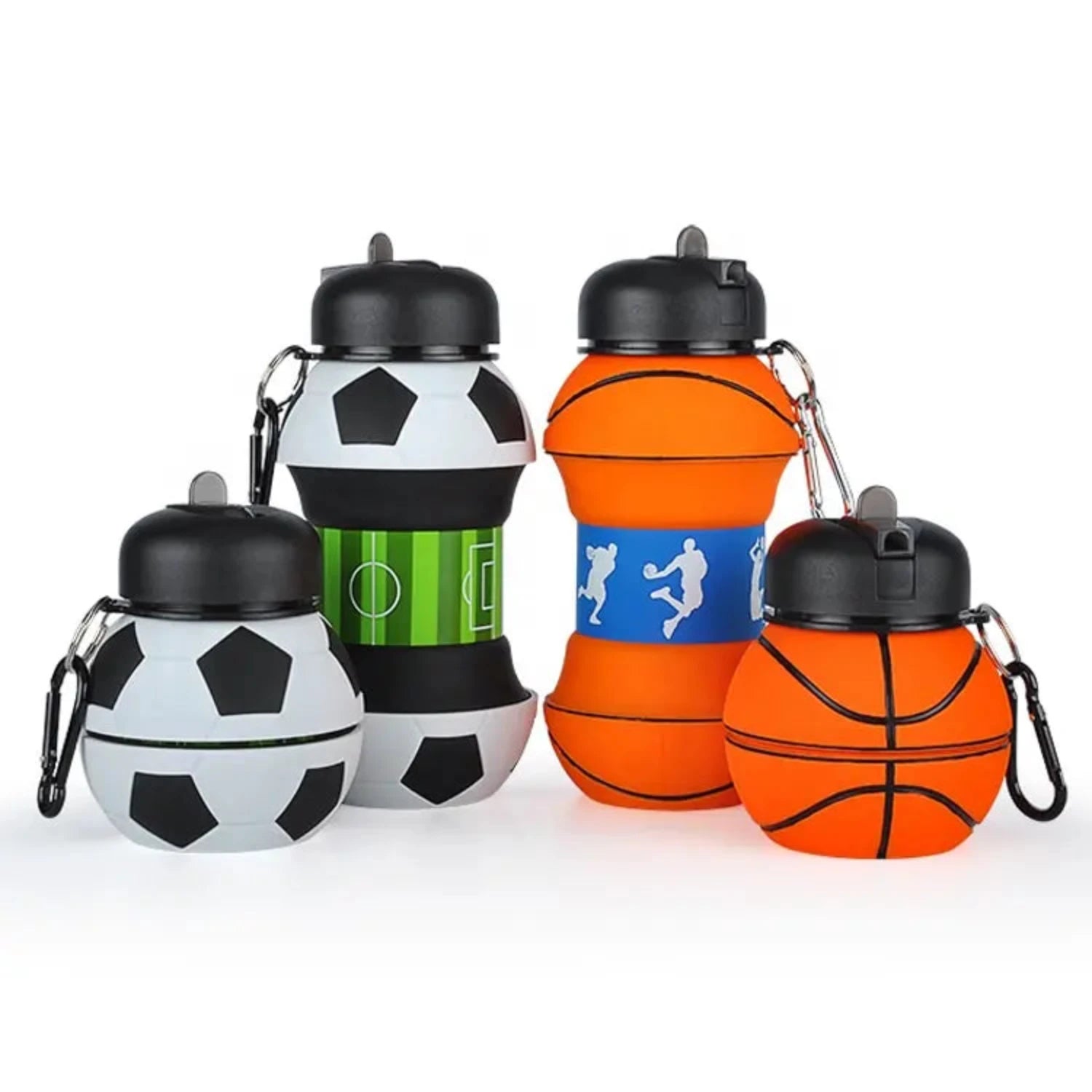 Collapsible Kid's Water Bottle with Basketball Design – Leak-Proof, BPA-Free, Food Grade Silicone