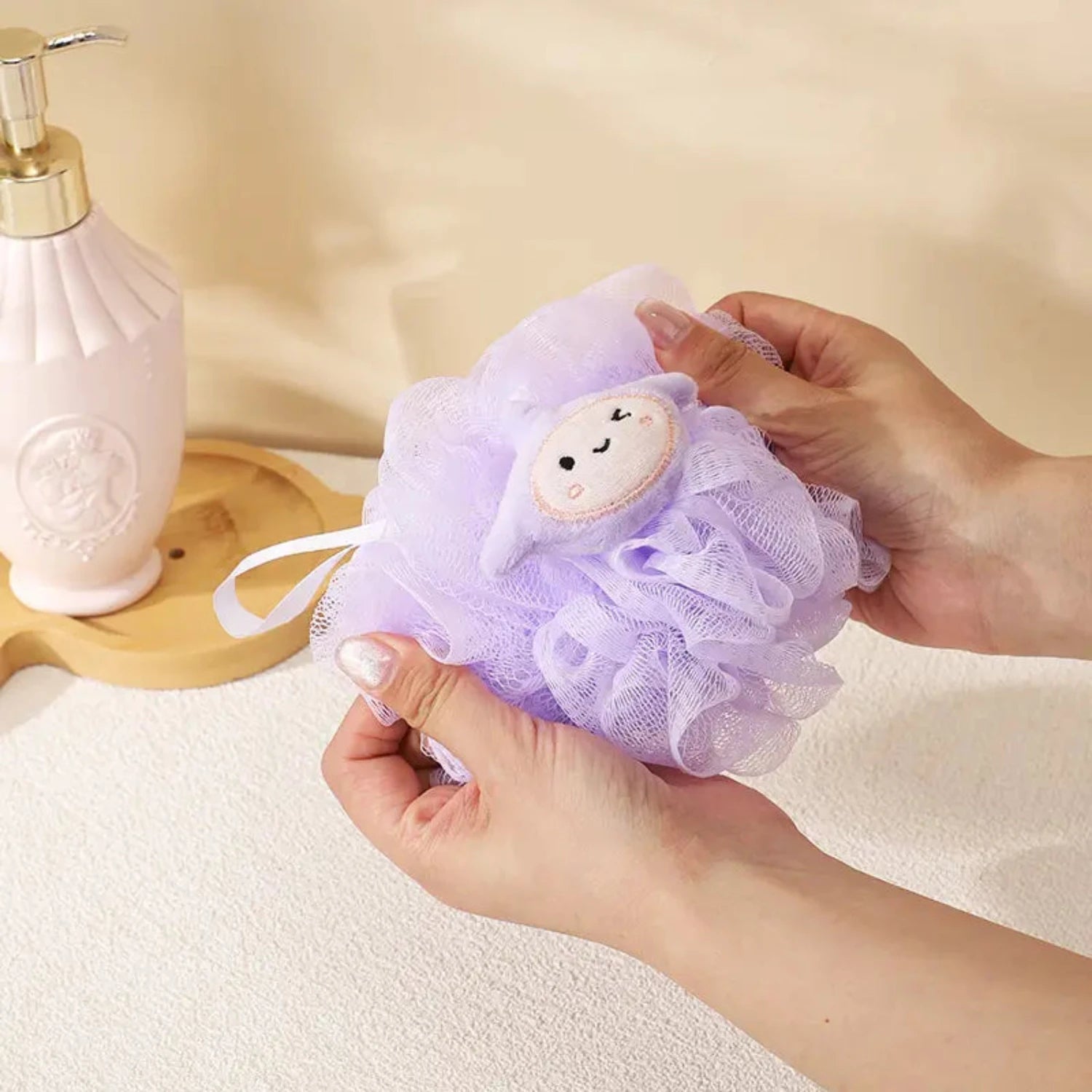 Kids Bath Sponge Ball - with Soft Toy