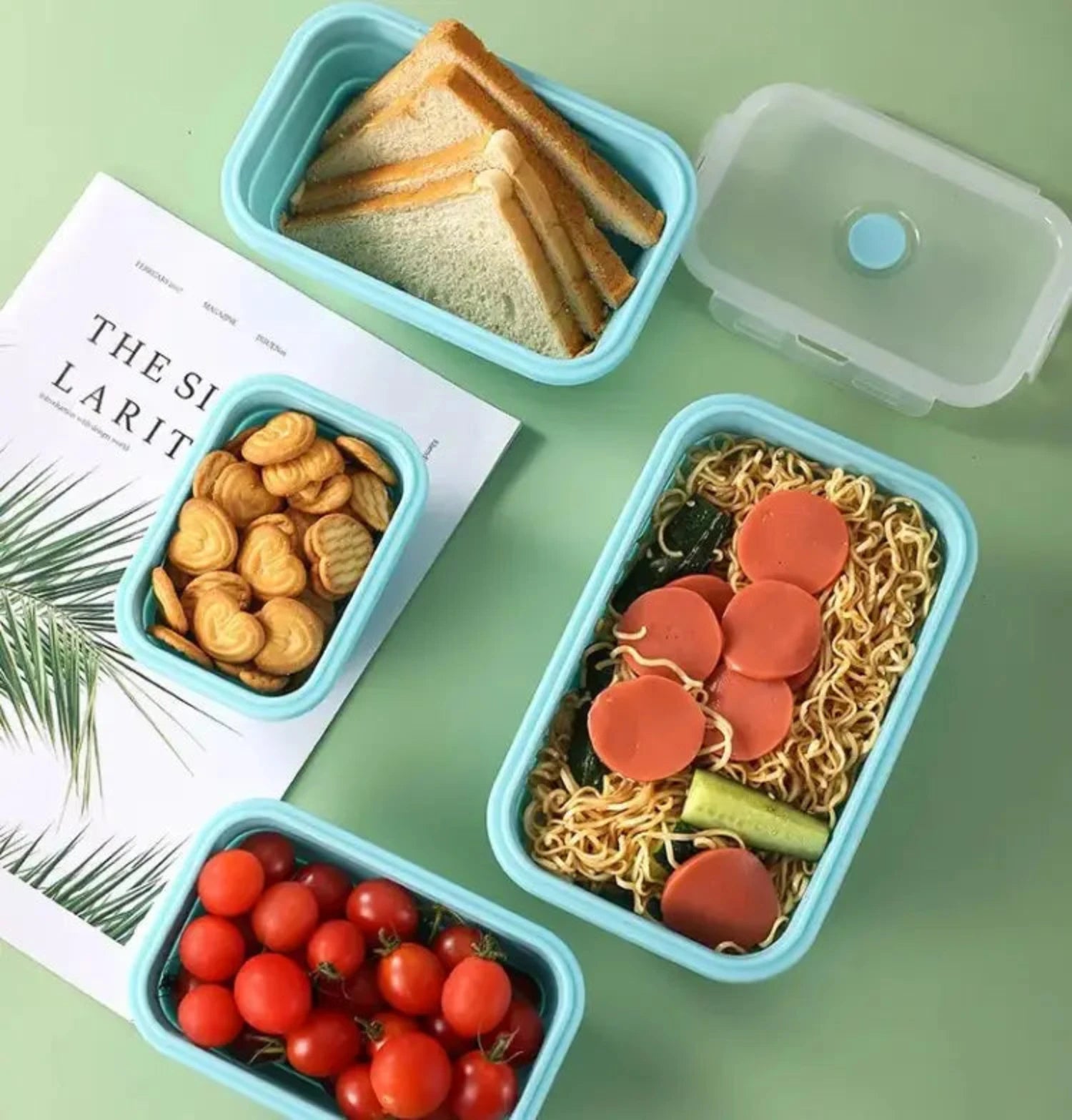 Collapsible Silicone Food Silicone Storage Containers with Lids – Stackable, BPA-Free, Microwave, Freezer Safe