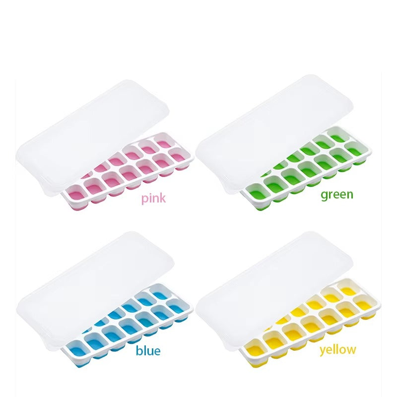 Zidello Silicone Ice Cube Trays with Lid (14 Large Cubes)