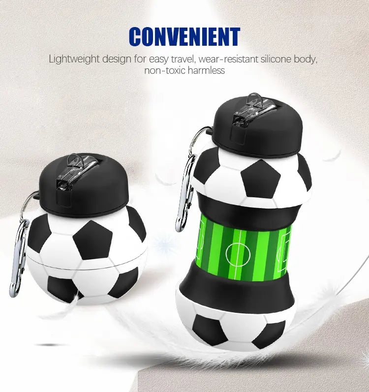 Collapsible Kid's Water Bottle with Basketball Design – Leak-Proof, BPA-Free, Food Grade Silicone