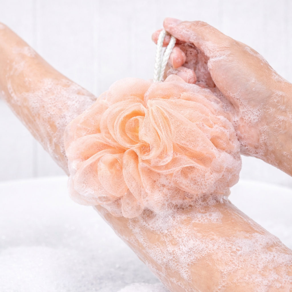 ZIDELLO Lather & Scrub bath loofah with natural exfoliating mesh