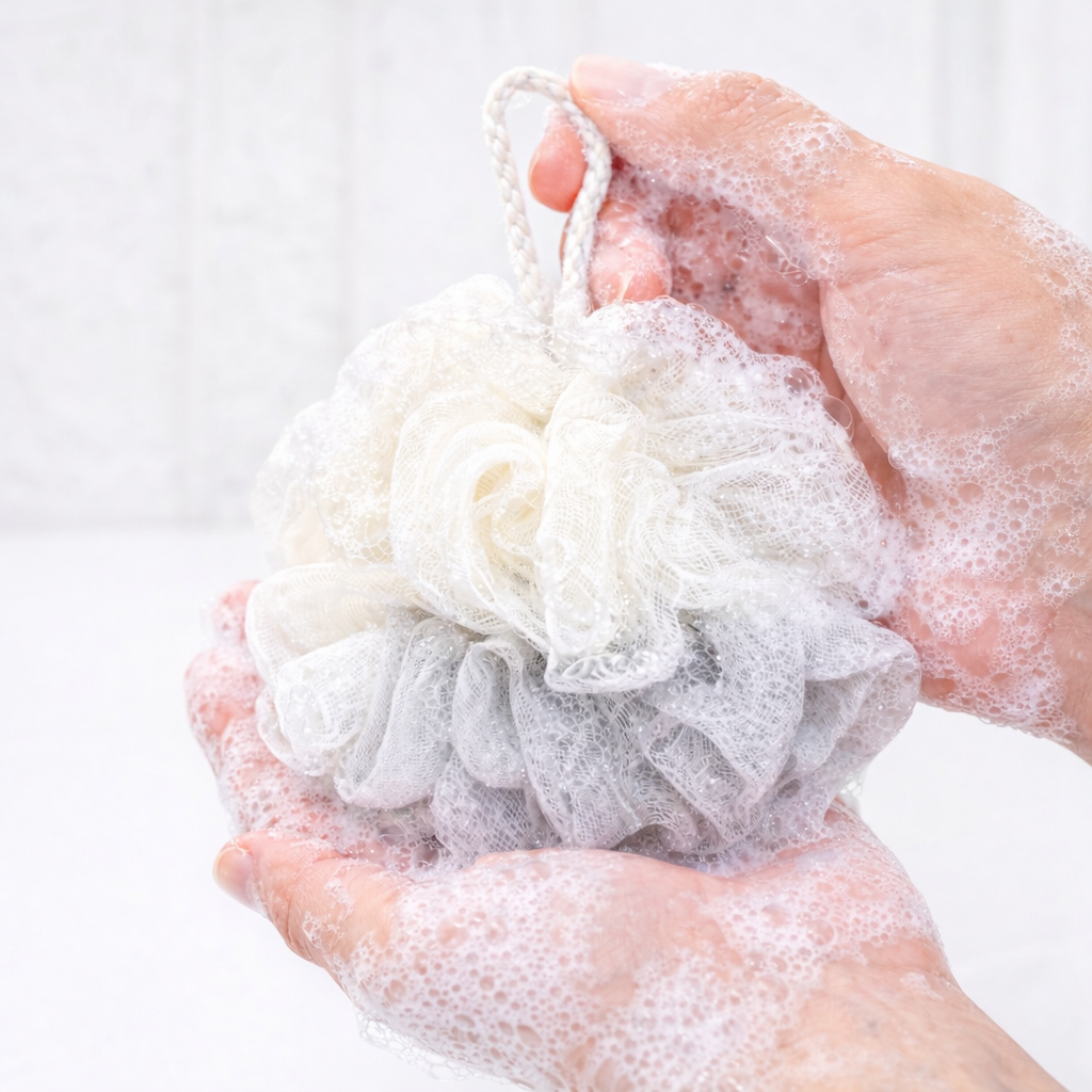 ZIDELLO Lather & Scrub bath loofah with natural exfoliating mesh