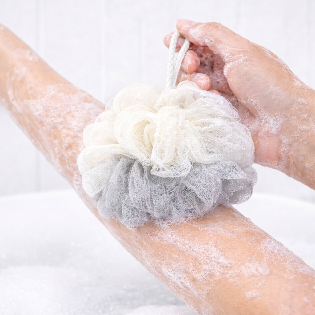 ZIDELLO Lather & Scrub bath loofah with natural exfoliating mesh