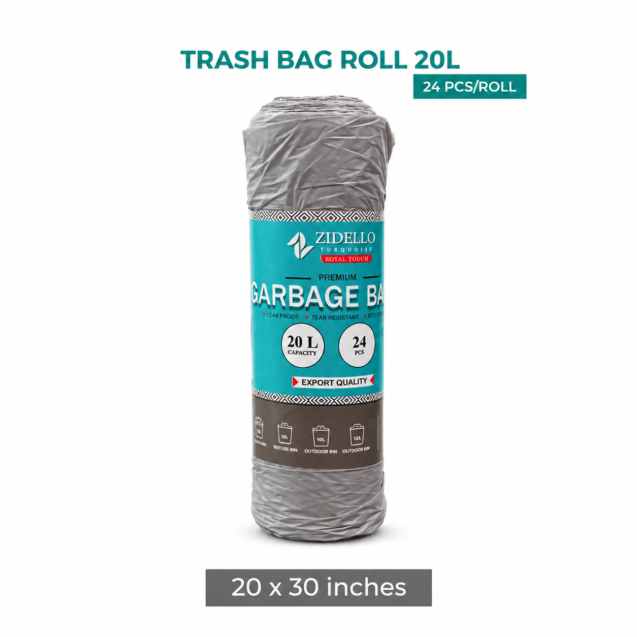 Zidello Premium Trash Bag Roll | Heavy-Duty, Tear-Resistant Garbage Bags for Daily Waste