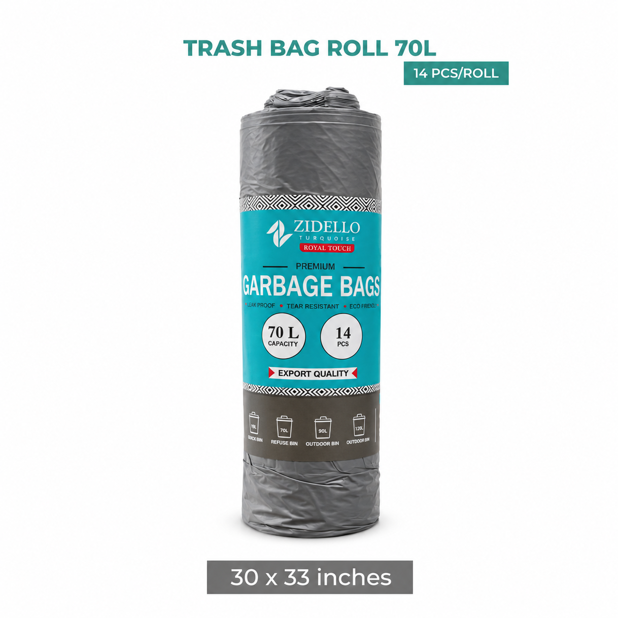 Zidello Premium Trash Bag Roll | Heavy-Duty, Tear-Resistant Garbage Bags for Daily Waste