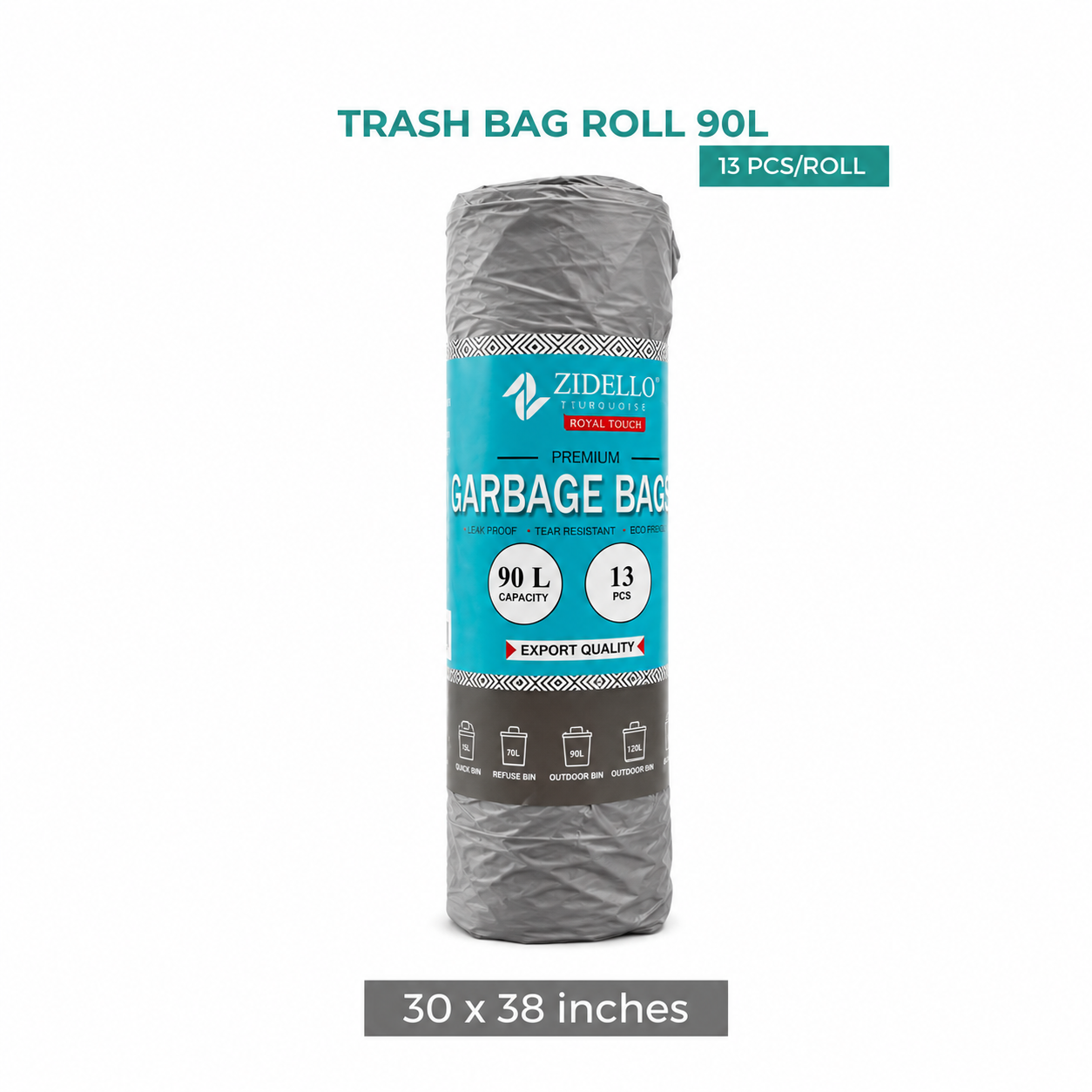 Zidello Premium Trash Bag Roll | Heavy-Duty, Tear-Resistant Garbage Bags for Daily Waste