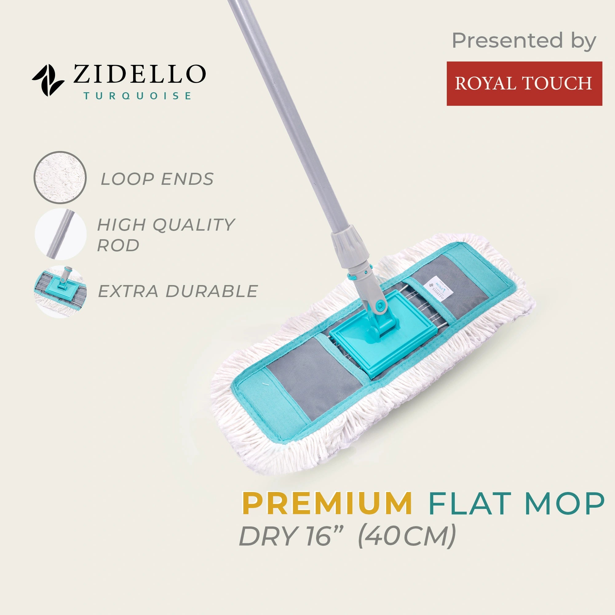 Zidello premium loop-end mop with superior absorbency, user-friendly design for comfort, and affordability for efficient cleaning