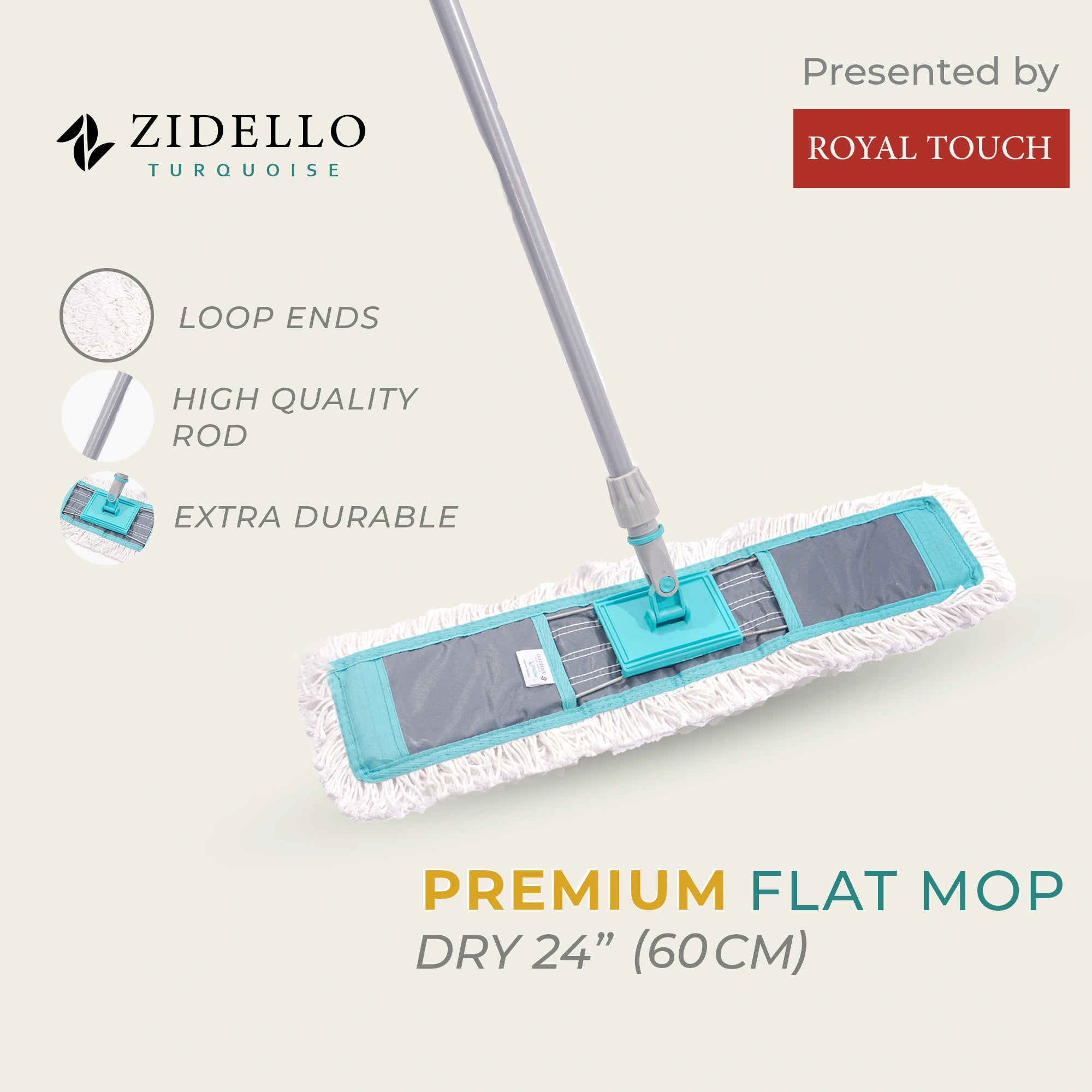 Zidello premium loop-end mop with superior absorbency, user-friendly design for comfort, and affordability for efficient cleaning