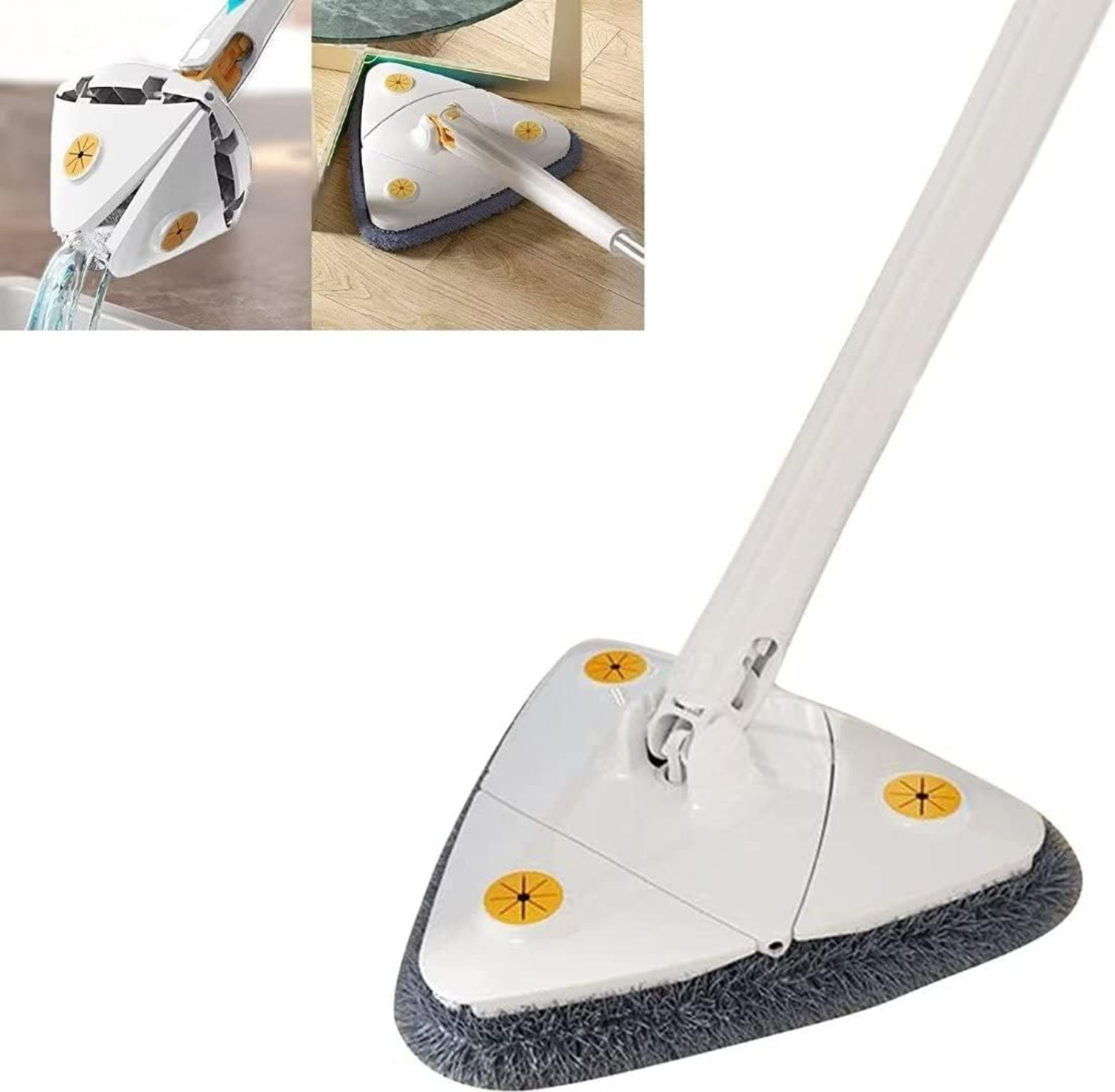 Zidello Triangle Microfiber Mop – Self-Wringing Floor Dust Mop for Home Cleaning