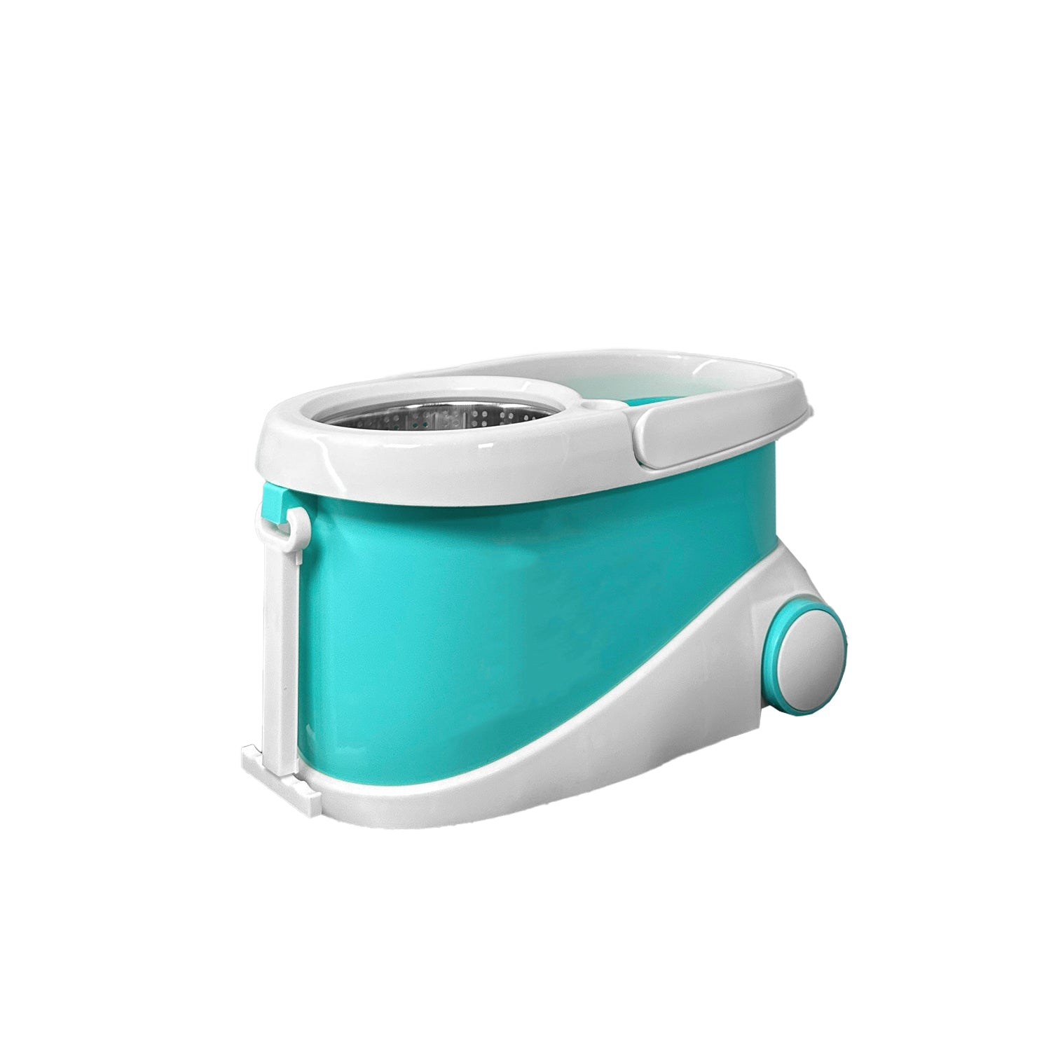 Zidello Wave Wheeler Spin Mop Steel Bucket, Efficient 360° spin mop with microfiber, detachable head, adjustable handle, and portable steel bucket for easy storage