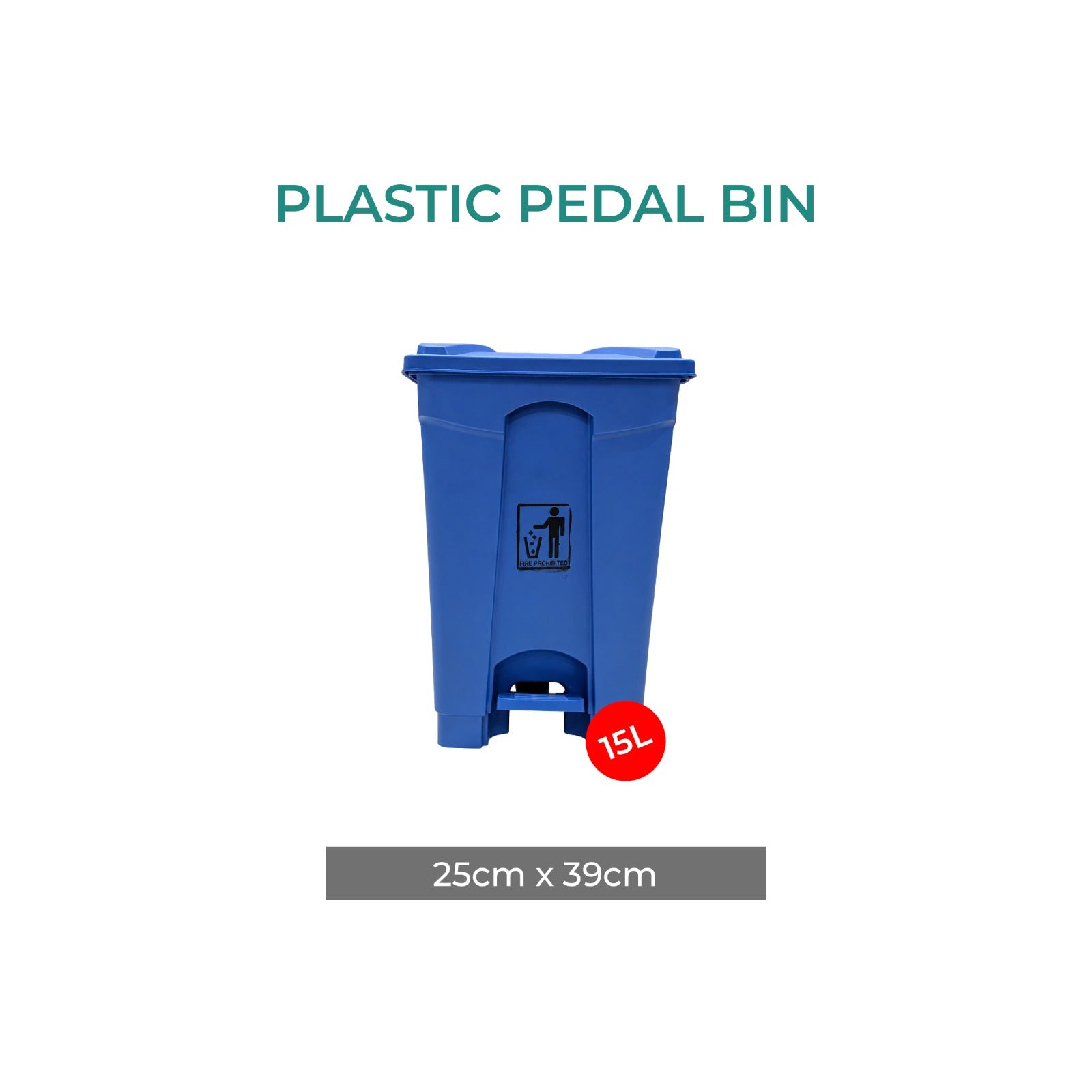 Zidello 15L Plastic Pedal Bin (25 cm × 39cm) – Heavy-Duty Foot-Operated Dustbin for Commercial & Office Use