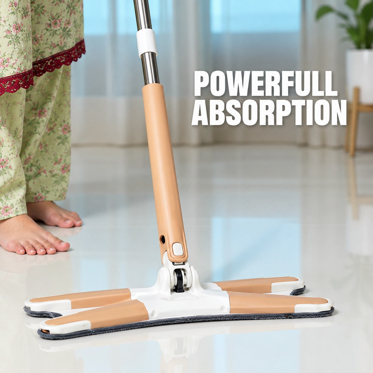 Zidello Aurora X-Shape Rotating Microfiber Floor Mop – Self-Wringing