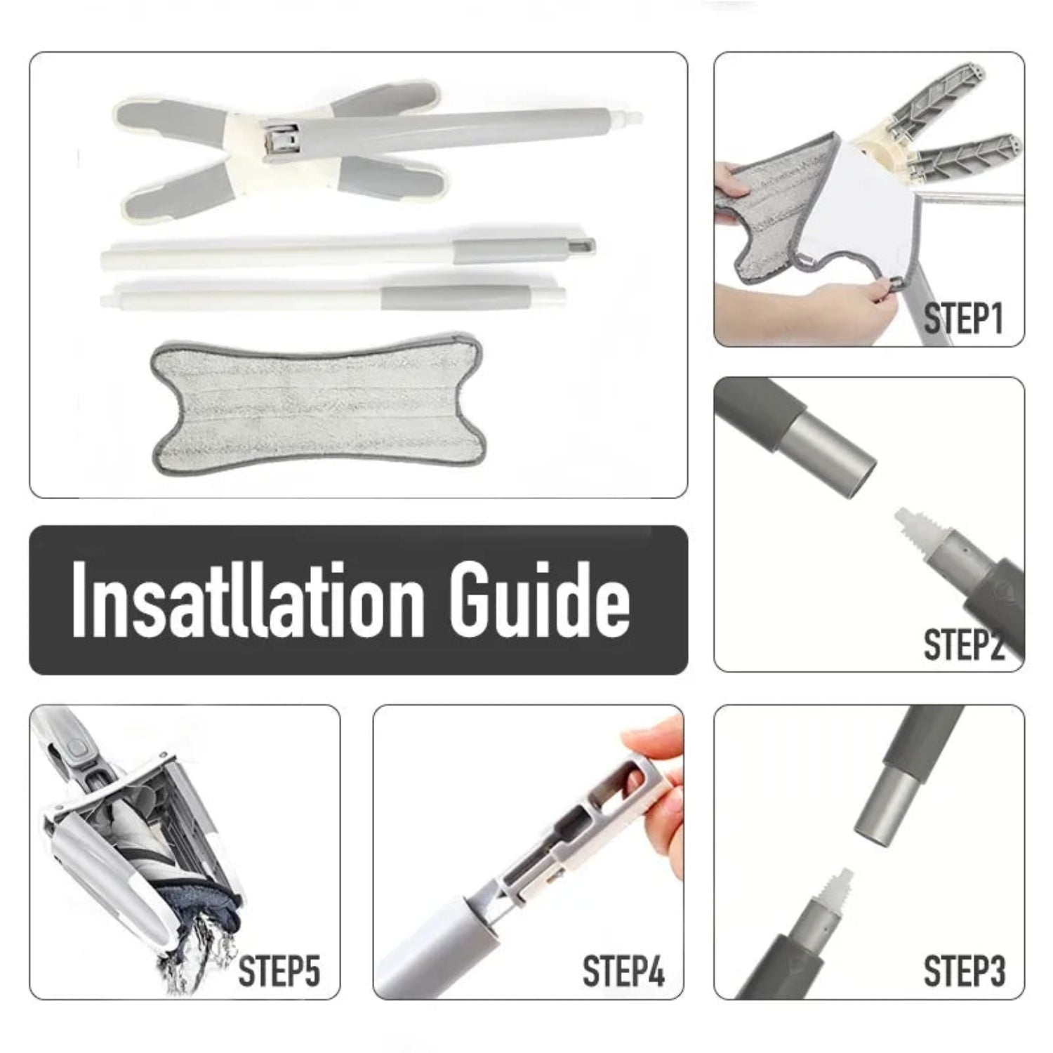 Zidello Aurora X-Shape Rotating Microfiber Floor Mop – Self-Wringing