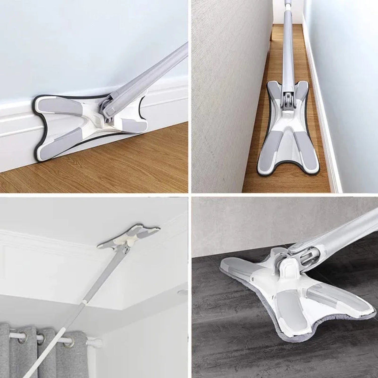 Zidello Aurora X-Shape Rotating Microfiber Floor Mop – Self-Wringing