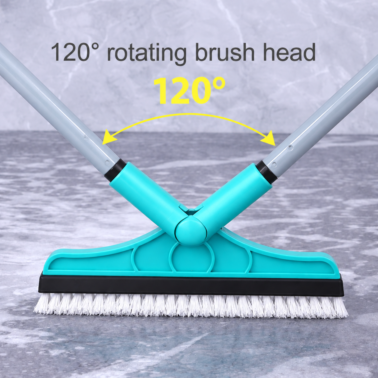 Zidello 2-in-1 Floor Scrubber Brush & Rubber Wiper for Tiles & Bathrooms