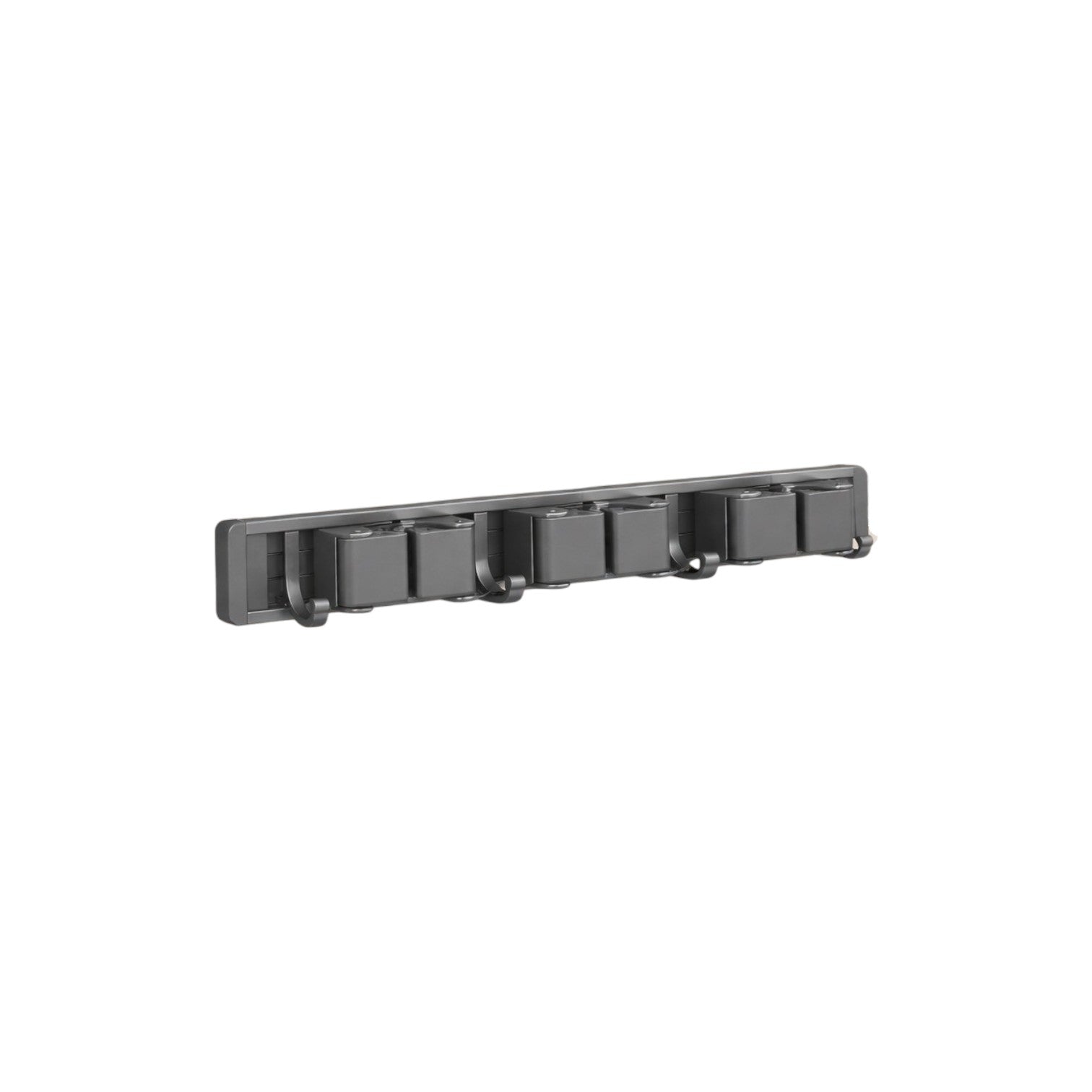 Zidello wall-mounted mop and broom holder with durable grip clips and hanging hooks for organizing cleaning tools, space-saving design, strong hold, ideal for kitchen, bathroom, or utility area