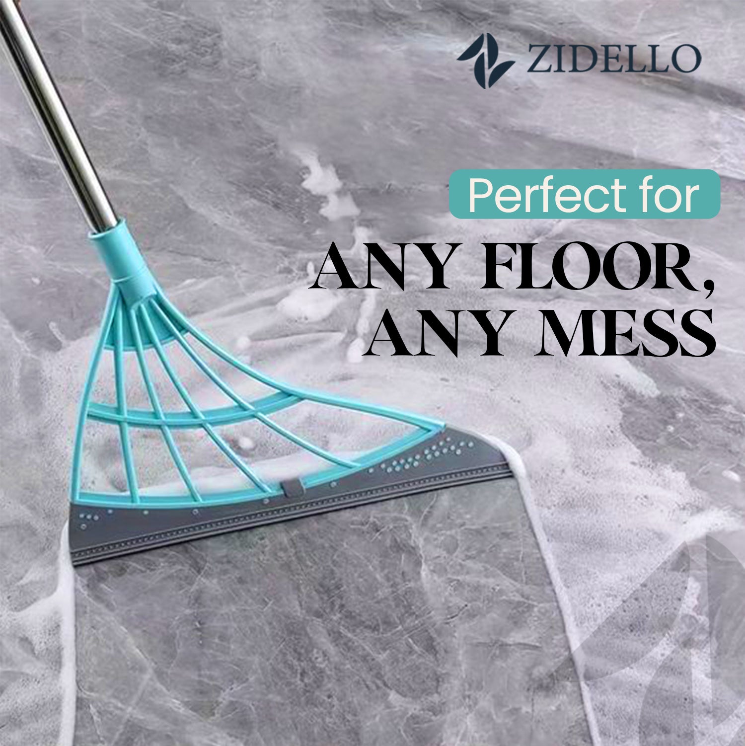 Zidello Washroom and Kitchen Wiper with Rubber Squeegee for Efficient Floor Cleaning and  quick, surface cleaning, 